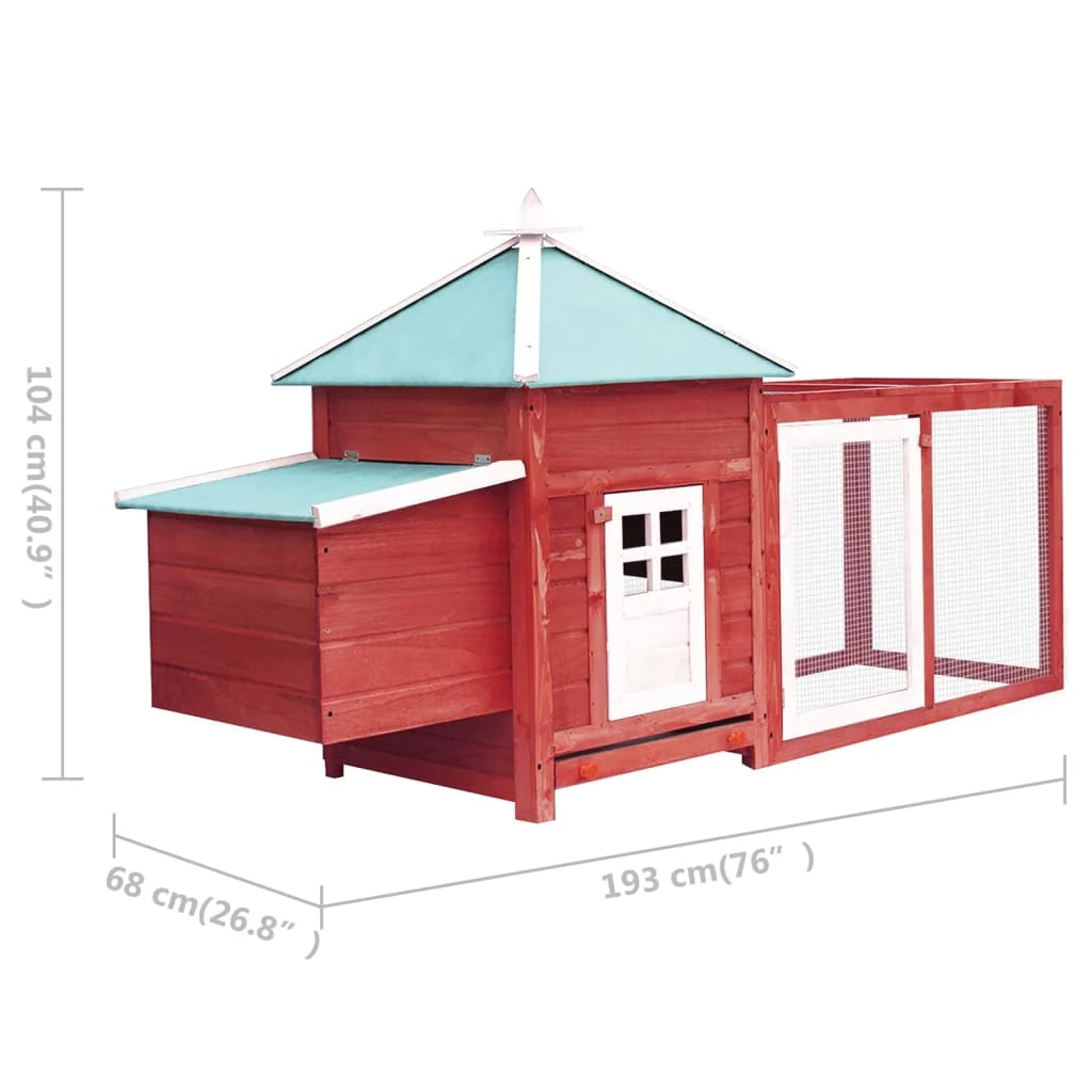 Pollaio con nido 193 x 68 x 104 cm legno massello di abete rosso 02_0001675