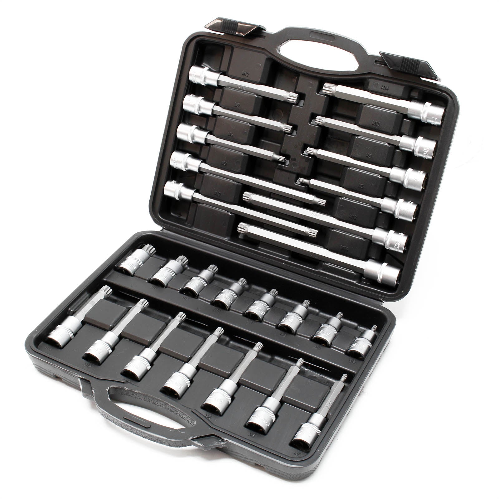 Set chiavi a bussola 88 pz. con esagono cavo, multidente interno e esagono incassato in 3 valigette