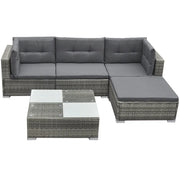 Set Divani da Giardino 5 pz | Set Salotto da Giardino con Cuscini in Polyrattan Grigio