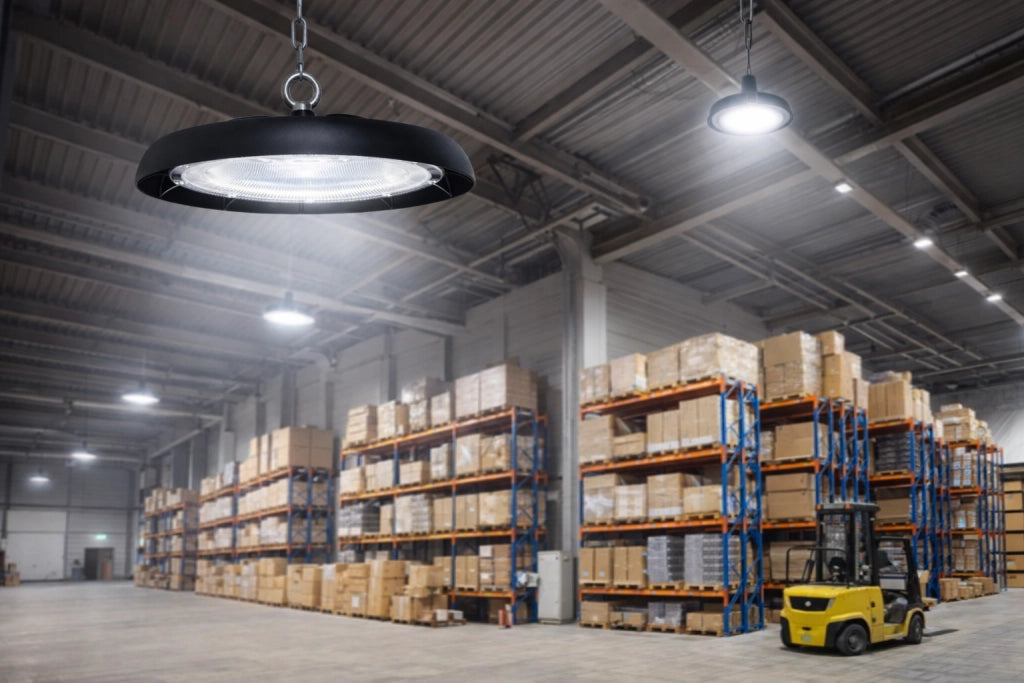 Campana LED Industriale High Bay UFO 200W IP65 22000 Lumen 6500K 90° CRI>80 – Proiettore LED per Capannoni e Magazzini