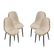 MAURY'S SET 4 SEDIE IMBOTTITE TEDDY IN TESSUTO BEIGE CON GAMBE NERE 44X48X88 CM