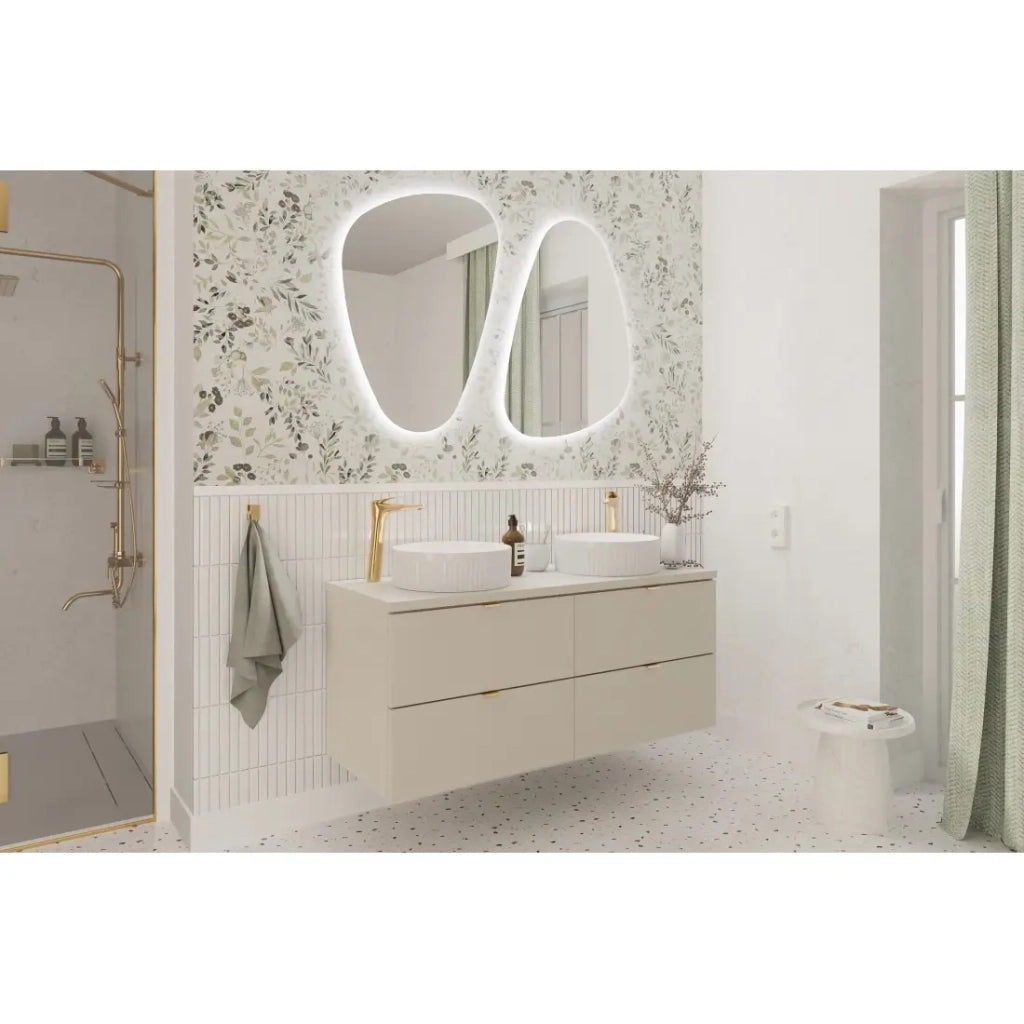 Piano lavabo BELLA 120 cm - Colore marrone congo - Finitura opaca per mobile sospeso