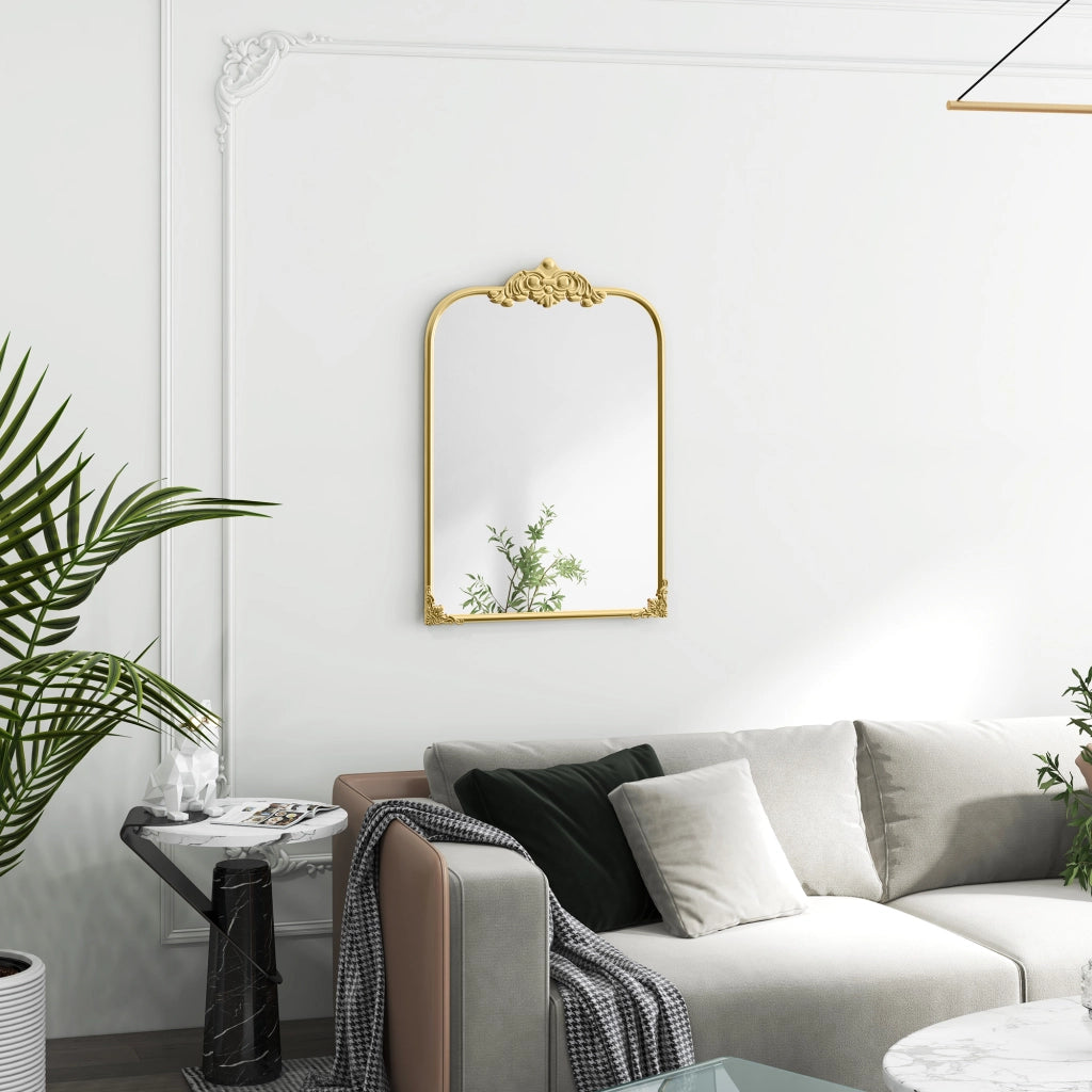 Specchio da parete 60 x 87 cm in stile barocco con cornice in metallo dorato