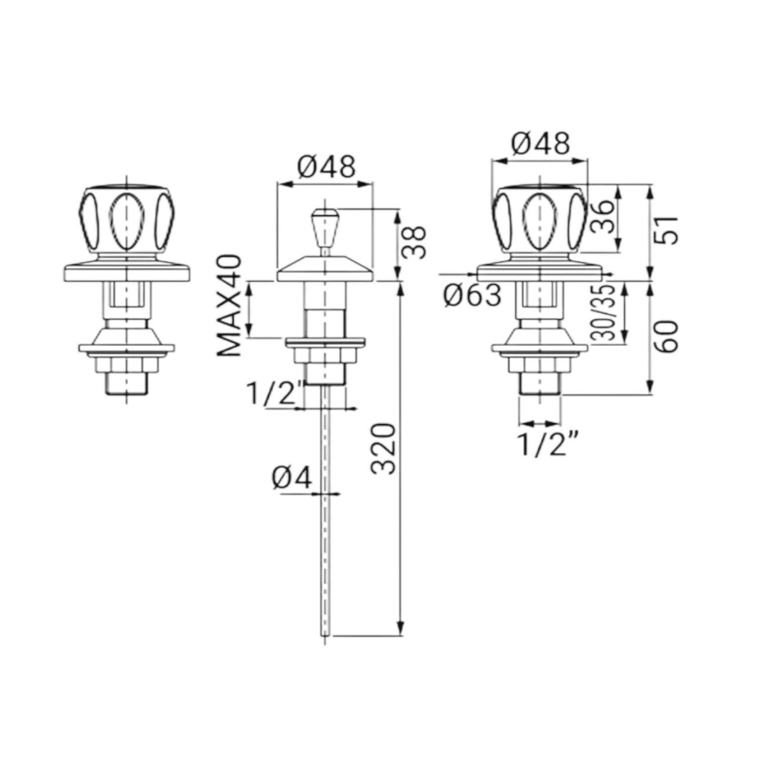 Rubinetto batteria completa bidet 3 fori con piletta