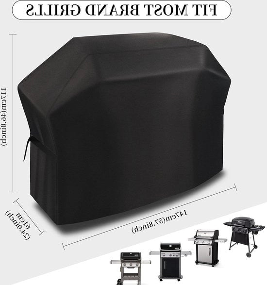 Copertura per barbecue impermeabile grande 147x61x117 CM - tessuto 420D Oxford - copertura per barbecue outdoor con cinturino ad aggancio velcro - resistente al vento e UV - resistente alle abrasioni - nero