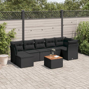 Set Divani da Giardino con Cuscini 8 pz Nero in Polyrattan 3223752