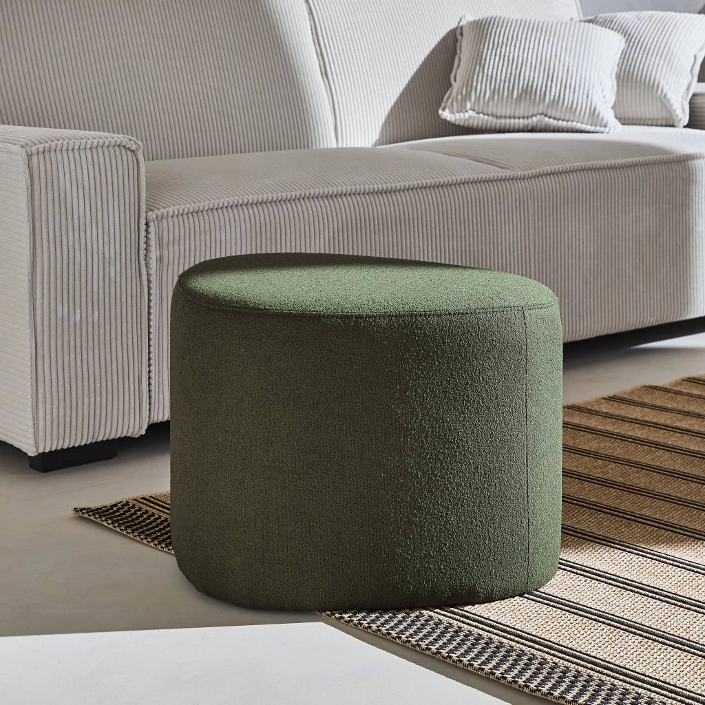 Pouf a forma di ciottolo in tessuto, kaki