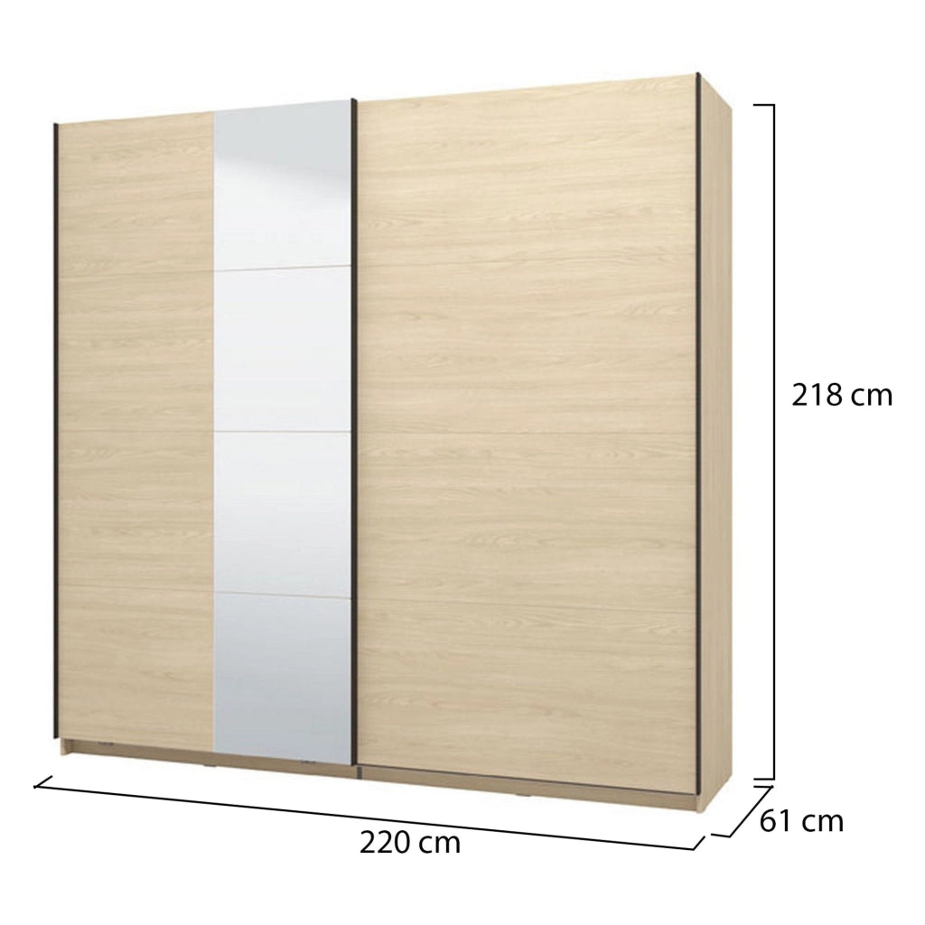 Armadio Camera da Letto Palestro, Guardaroba Grande Appendiabiti, 220x217.5h cm Marrone Rovere