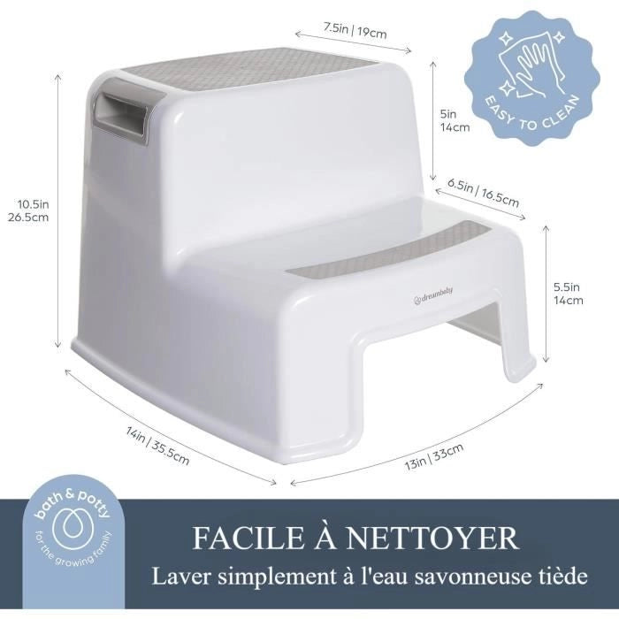 Sgabello - DREAMBABY - 2 Up - Antiscivolo e strutturato - Fino a 80 kg per bambini e adulti - Grigio e Nero