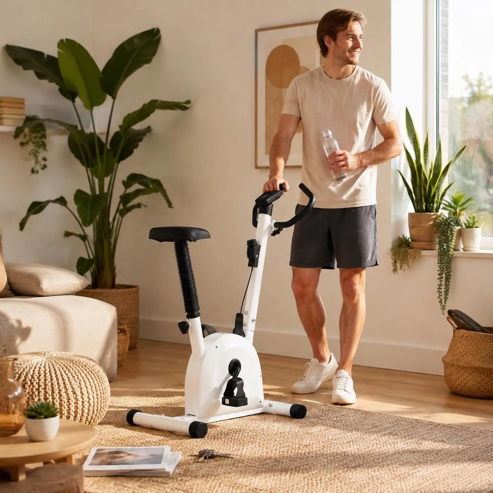 Exercise Bike With Belt Drive, White