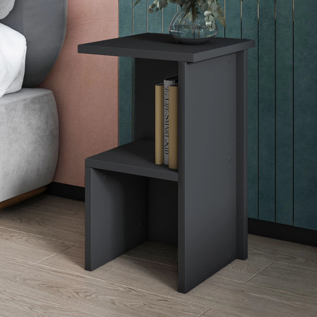 Comodino in legno "Roisin" - 30 x 30 x 50 cm - Grigio antracite