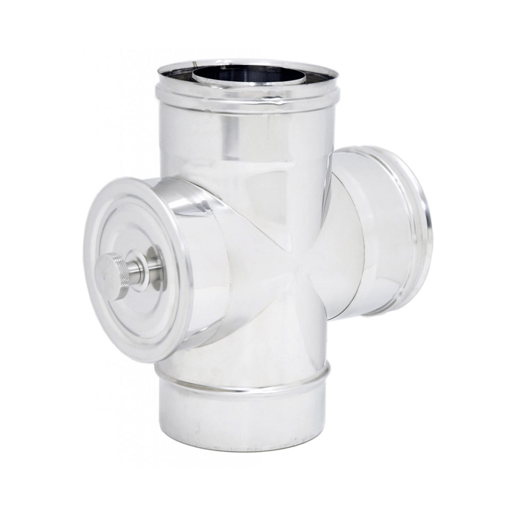 RACCORDO A T 90Â° CON ISPEZIONE DOPPIA PARETE INOX- Diam. 80x130- DK- pezzi 1