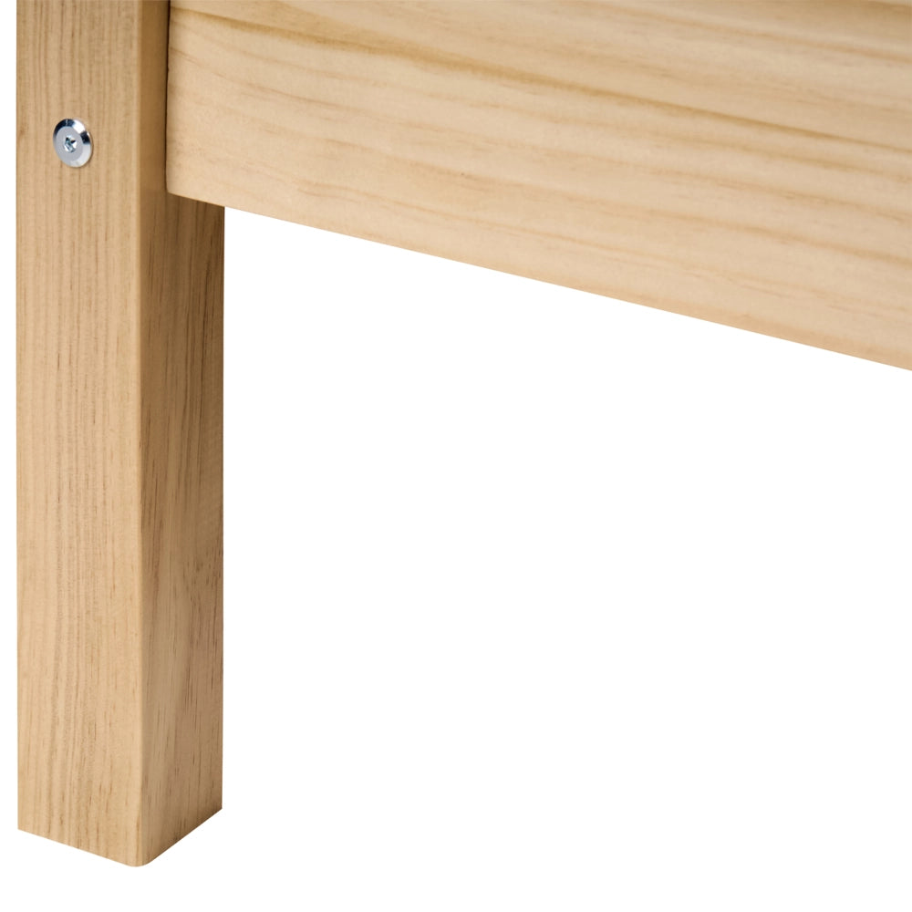 Letto singolo in legno di Pino chiaro con Rete a Doghe 120 x 200 cm Testiera a doghe minimalista