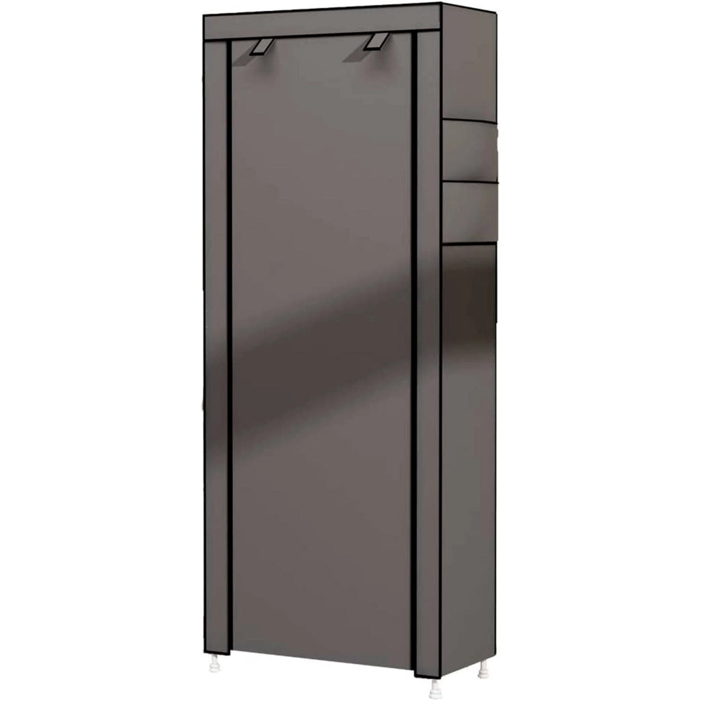 Scarpiera in Tessuto per Scarpe con Anta con Cerniera e Tasche Laterali 160x88x30cm, 27 paia. Grigio