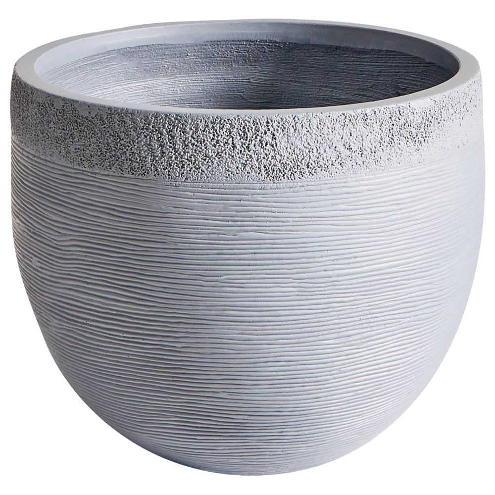 Vaso tondo in fibra di argilla e pietra grigia 38 x 38 x 30 cm interni esterni giardino terrazza