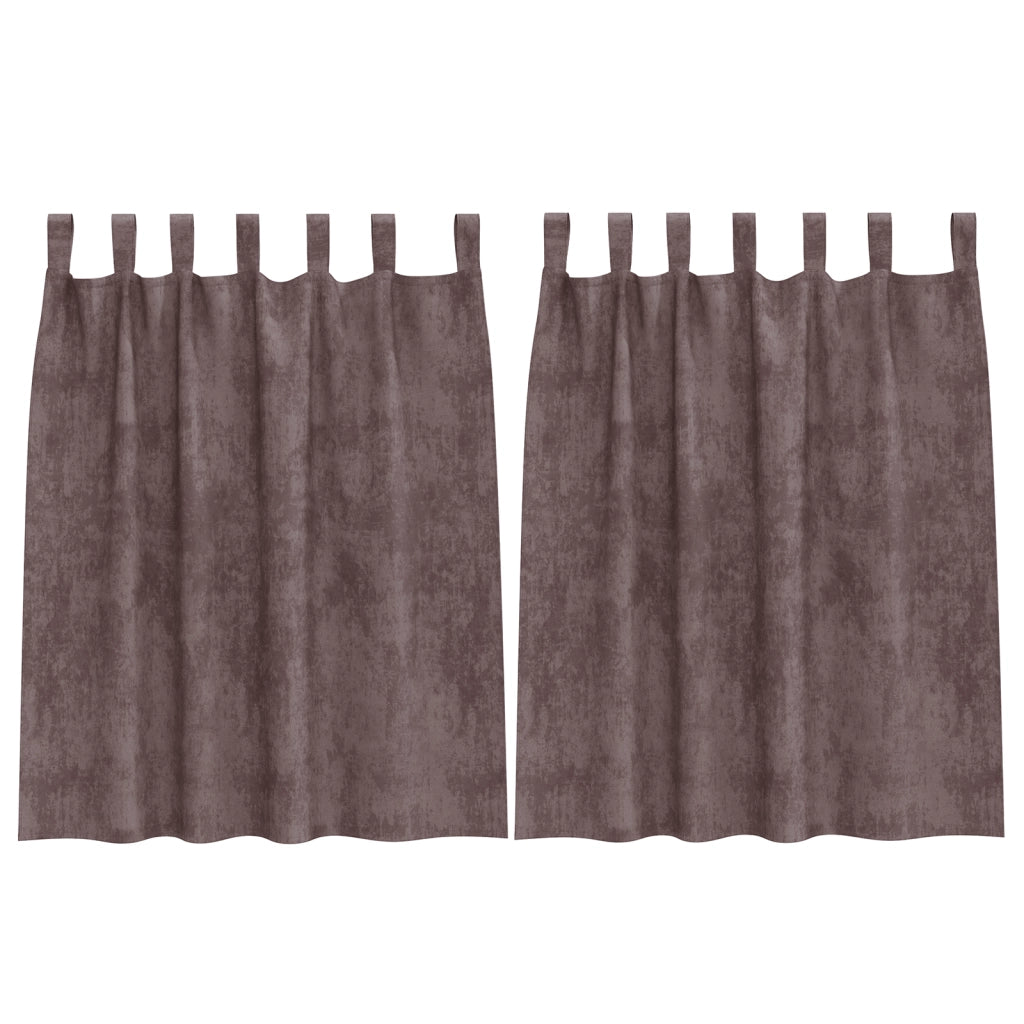Tende in Velluto 2 pz con Ganci Marrone 140x140 cm