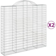 Set di 2 gabbioni ad arco per recinzione gabbia o muro di contenimento 200 x 50 x 180/200 cm ferro zincato argento 02_0041353