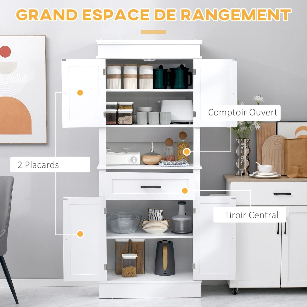 Armadio da cucina ¨C zephmum ¨C 2 ante, 2 cassetti, nicchia, bianco