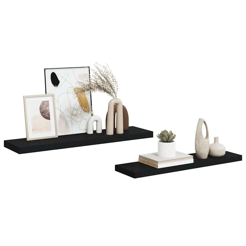 Scaffali a Parete 2 pz Neri 90x23,5x3,8 cm in MDF cod mxl 33441