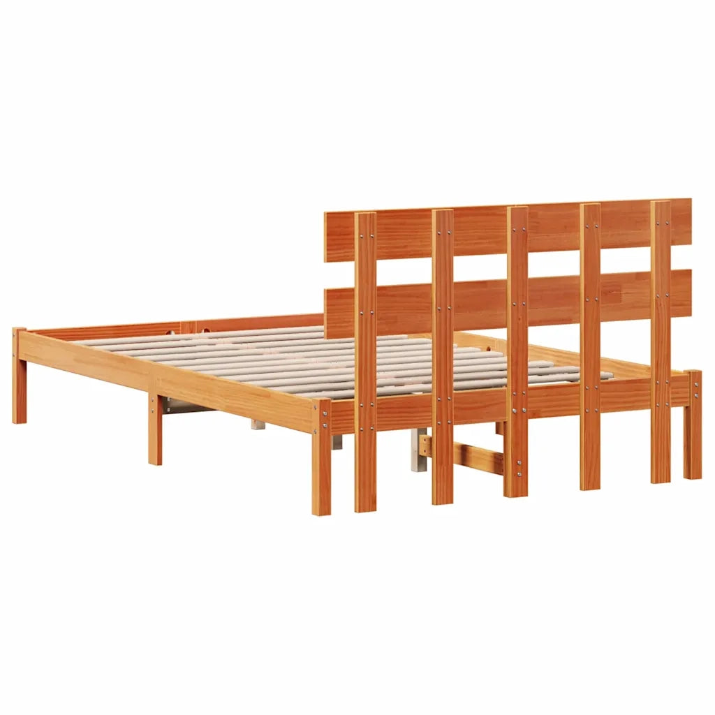 Struttura del letto Marrone 140 x 190 cm Legno massello di pino 872172