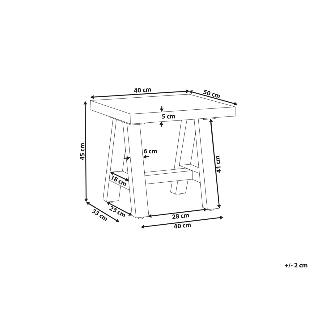 Sgabello da giardino per esterni in cemento con gambe in legno d'acacia grigio stile industriale