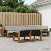 Set di divani da esterno 7 pz Naturale e Grigio Chiaro 3381487