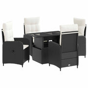 Set da pranzo per esterni 5 pcs Nero e Bianco Crema polyrattan