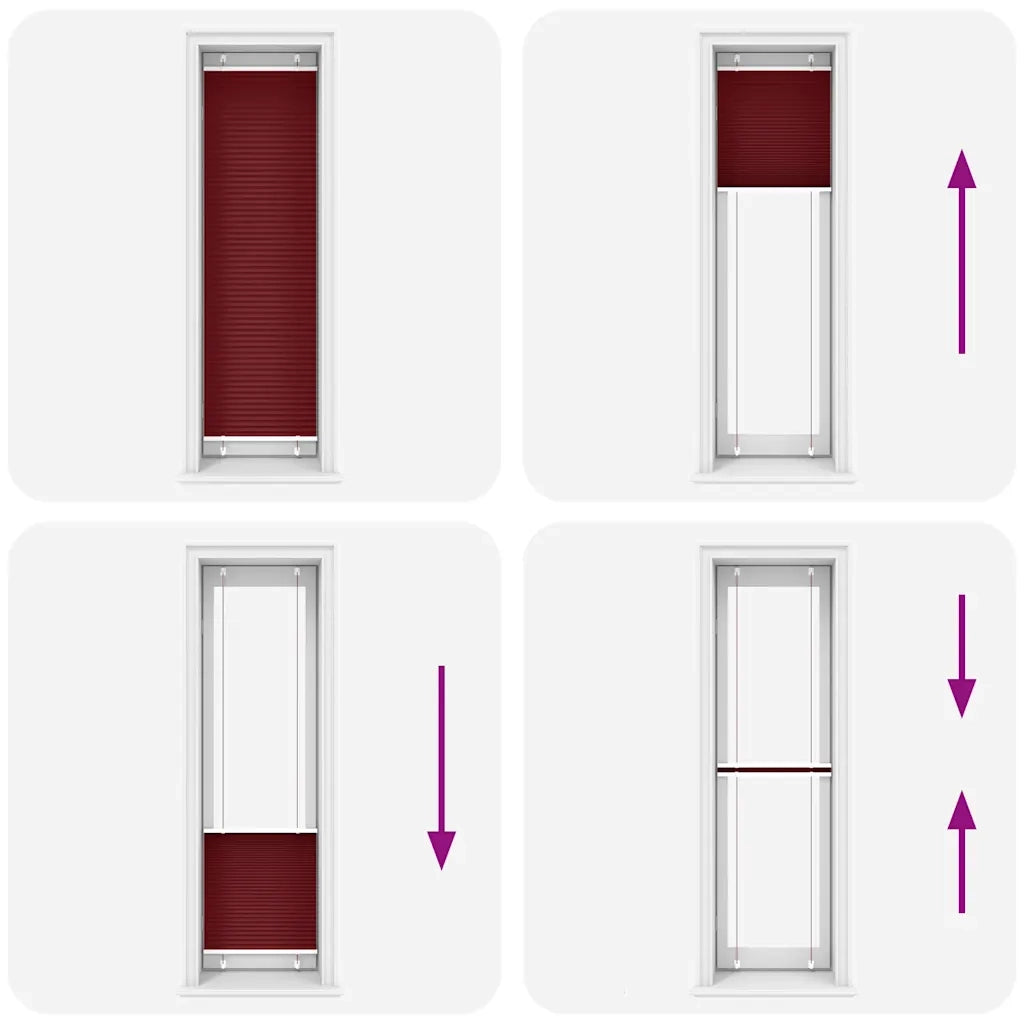Tenda Plissettata Rosso Bordeaux 60x200 cm Larghezza Tessuto 4015254
