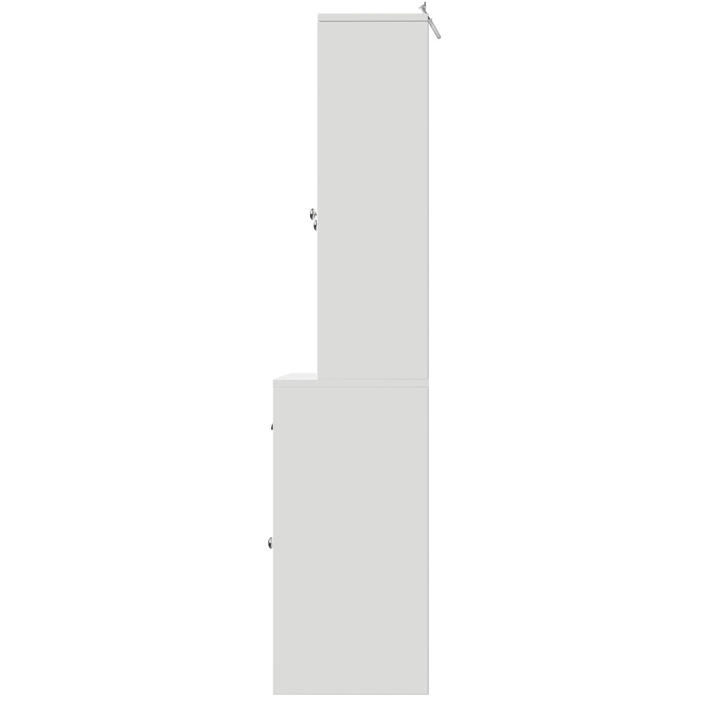 Vetrina alta da cucina con ripiani regolabili e ante in acrilico con sistema antiribaltamento; in MDF; Bianco; 140x38.5x175 cm
