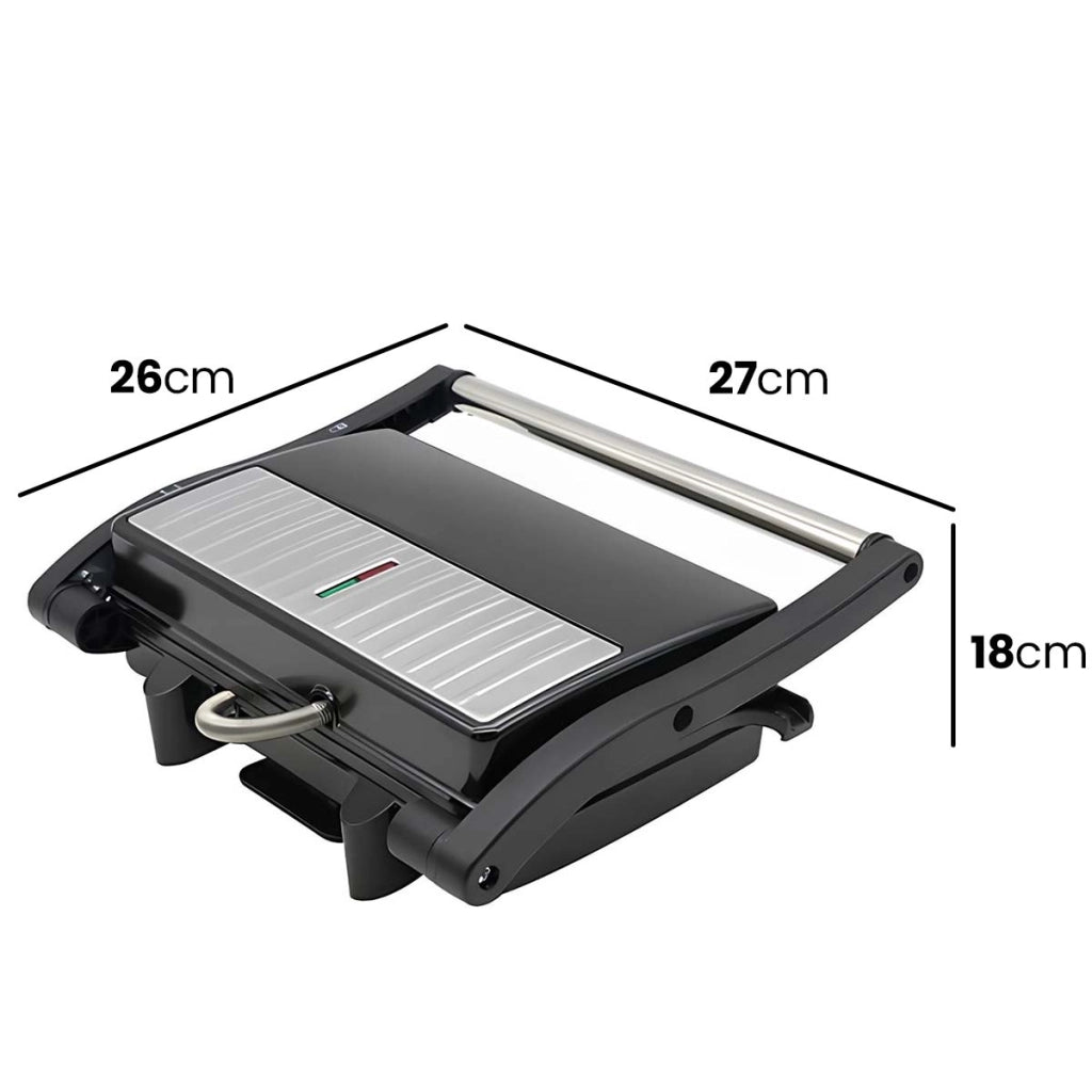 Grill di Contatto Elettrico 1000W con Piastre Antiaderenti Inox Nero Avizar