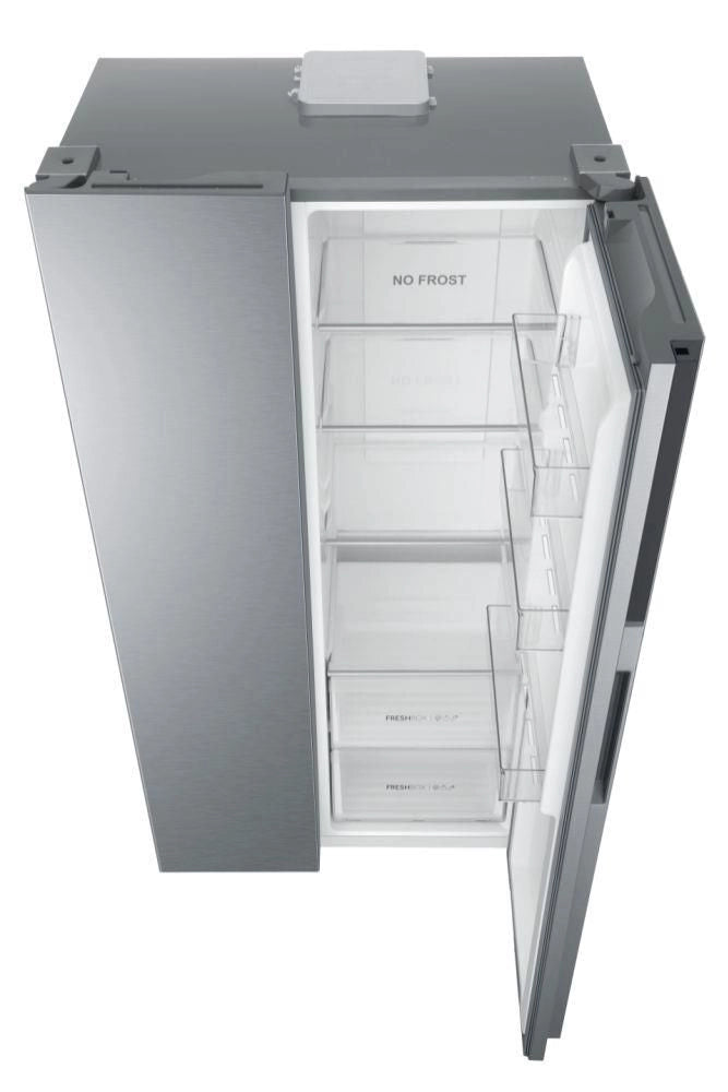 Haier HSR3918ENPG Serie 3 Frigorifero Side by Side 528 L 177 cm Classe E 38 dB No Frost Inverter Multi Air Flow colore Argento