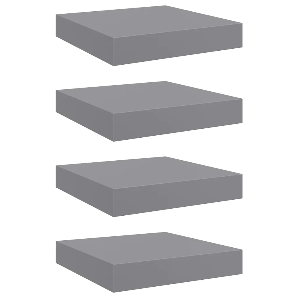 Scaffali a Parete 4 pz Grigi 23x23,5x3,8 cm in MDF 323846