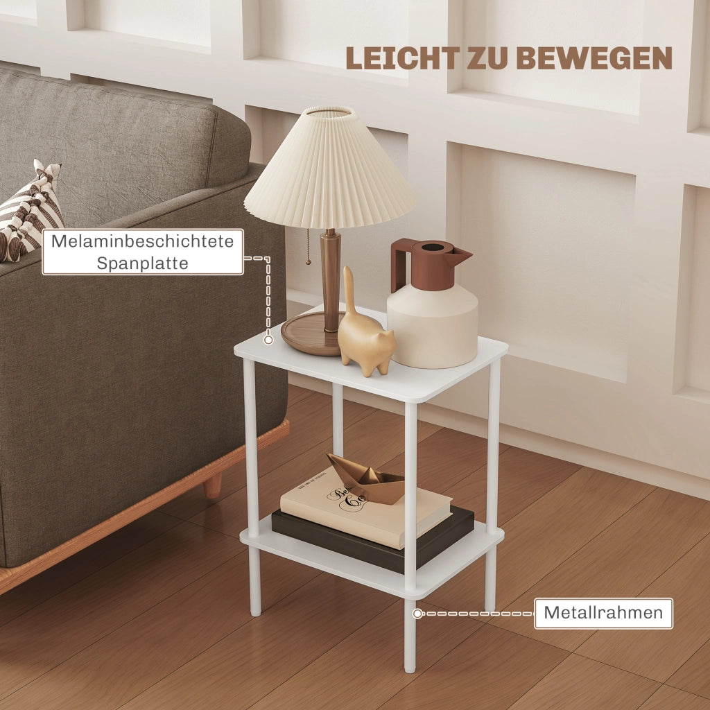 TAVOLINO 40x30x52,2 cm Legno Bianco con 2 ripiani