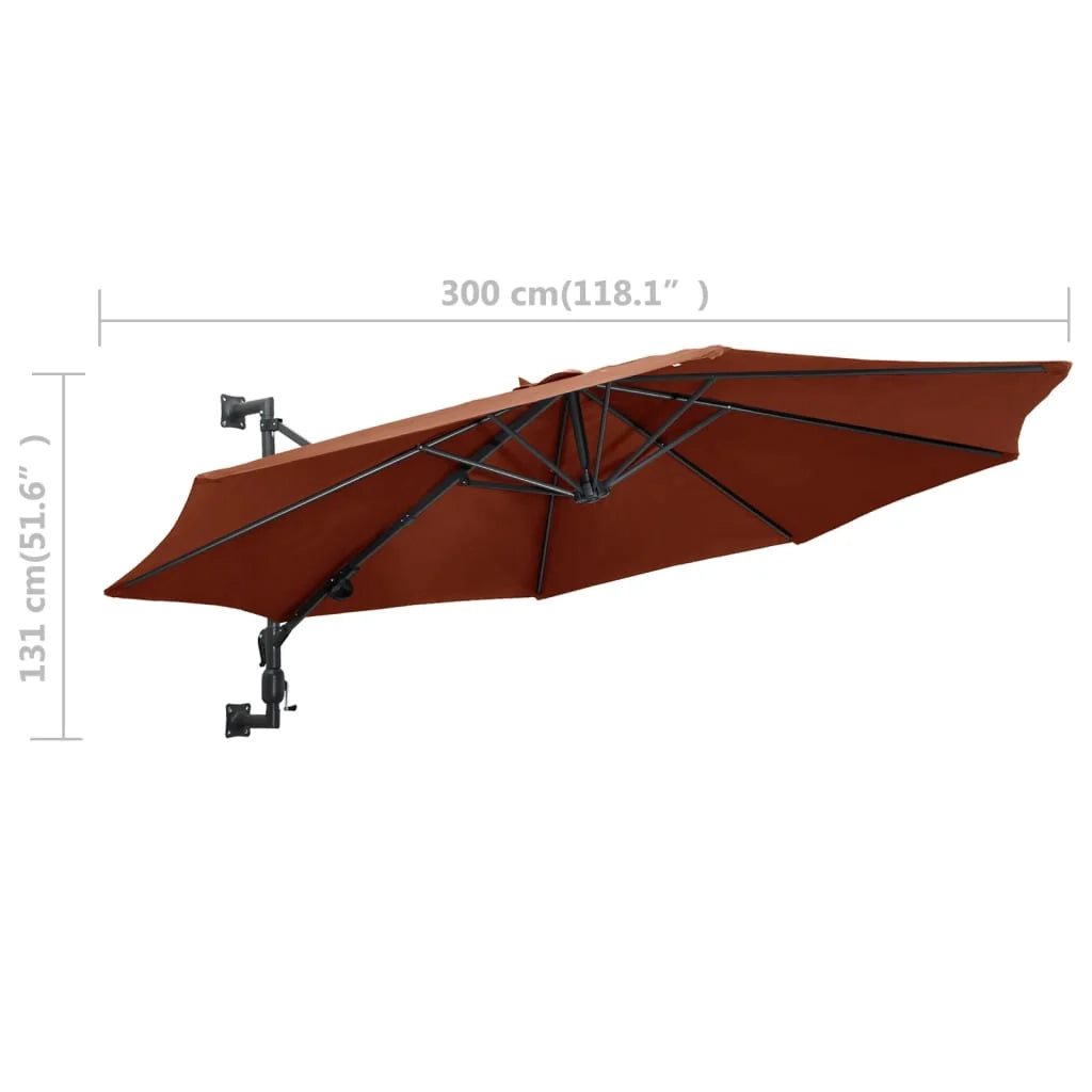Ombrellone da parete con palo in metallo 300 cm arancione 02_0008684