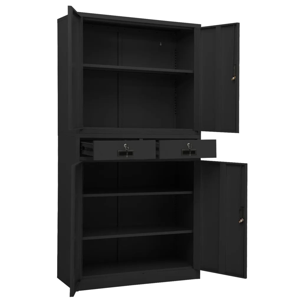 Armadio per Ufficio Antracite 90x40x180 cm in Acciaio cod mxl 50953