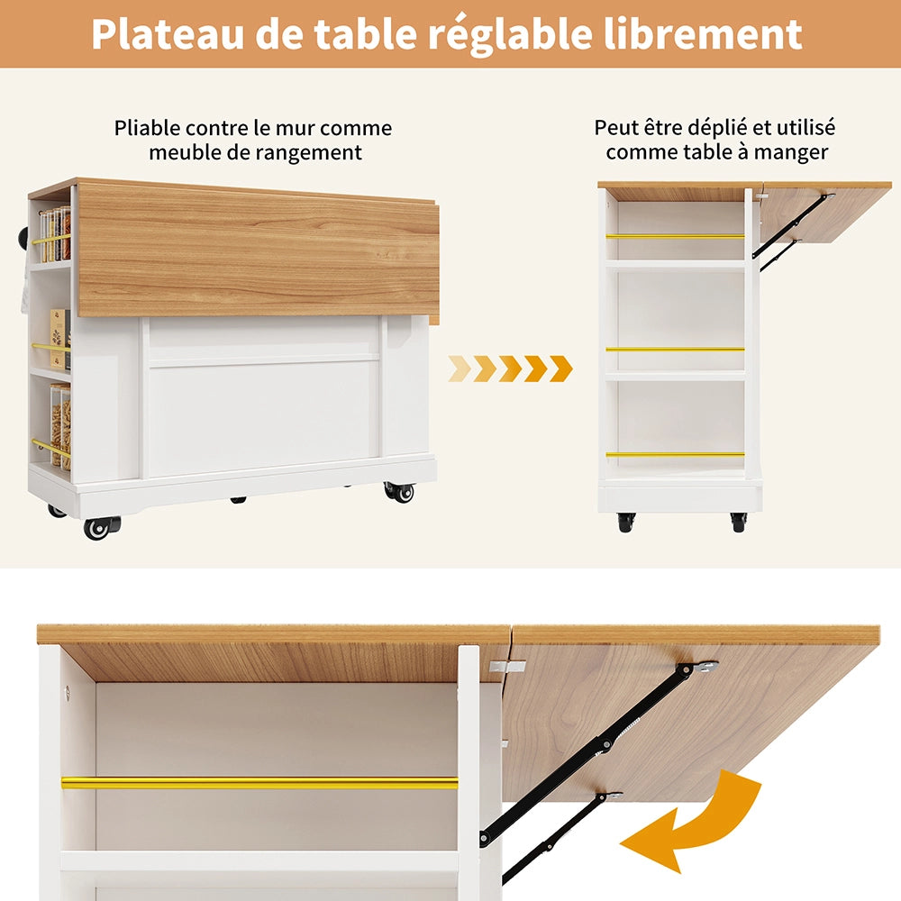Isola cucina - Xylo - tavolo estensibile venatura legno bianco