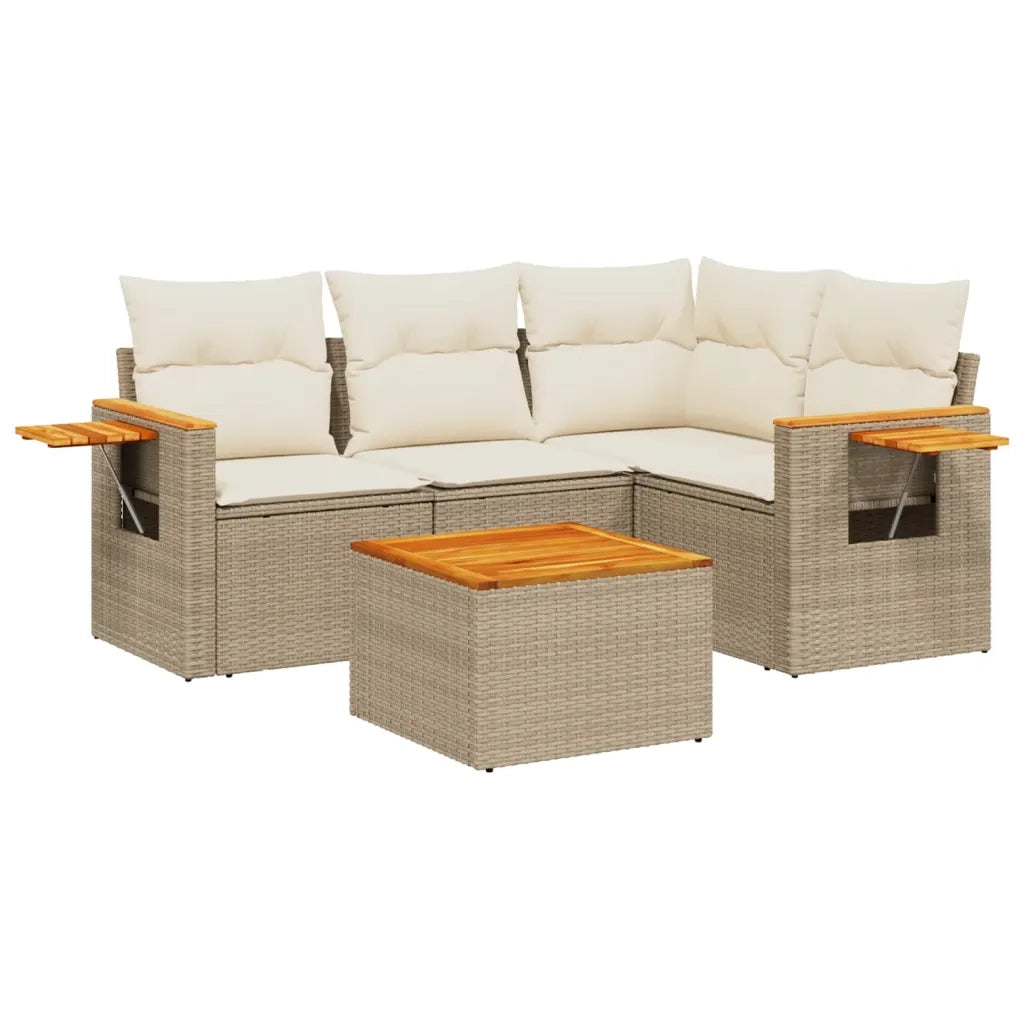 Set Divano da Giardino 5 pz con Cuscini Beige in Polyrattancod mxl 90321