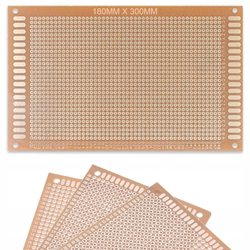 Piastra Prototipale Universale Monofaccia 180x300 mm – Fori 2,54 mm | Montaggio THT | Ideale per Circuiti Elettronici