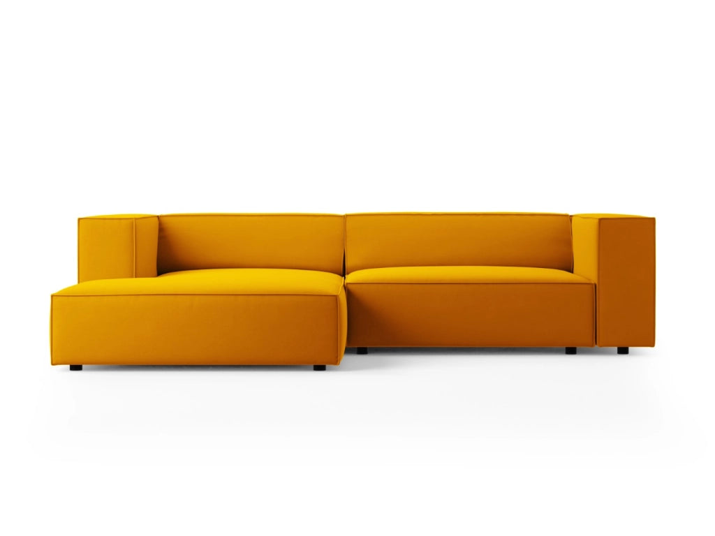 Cosmopolitan Design - Divano angolare sinistro "Arendal" 3 posti in velluto giallo 