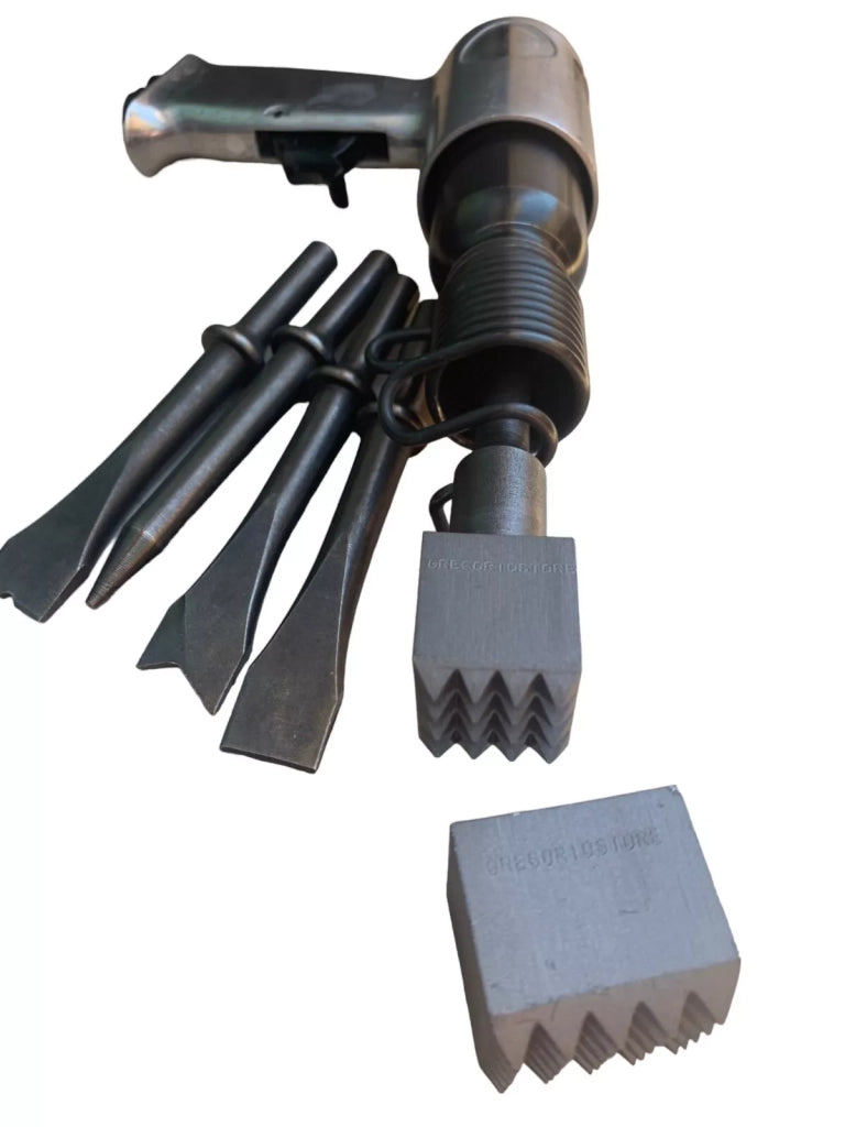 Bocciarda Per Pietra Dura, Per Bocciardatura, Cazzuola, Con Scalpellatore Pneumatico, Con Codolo Intercambile, In Acciaio Temprato, Made in Italy 2 pz 2,5x2,5cm + 3,5x3,5cm