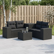 Set di divani 6 pz Nero Rattan sintetico e Acciaio 3447550