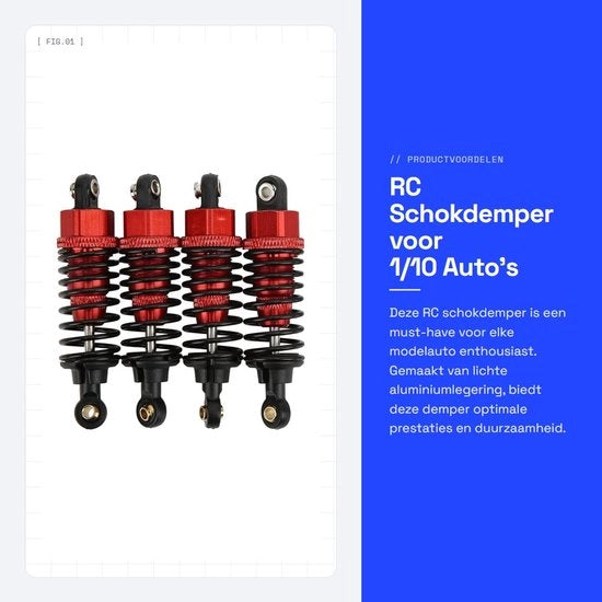 Demper per auto RC di alta qualità - Legerazione di alluminio - Regolabile - Demper per auto RC - Duraturo - Installazione rapida - Stabilità migliorata