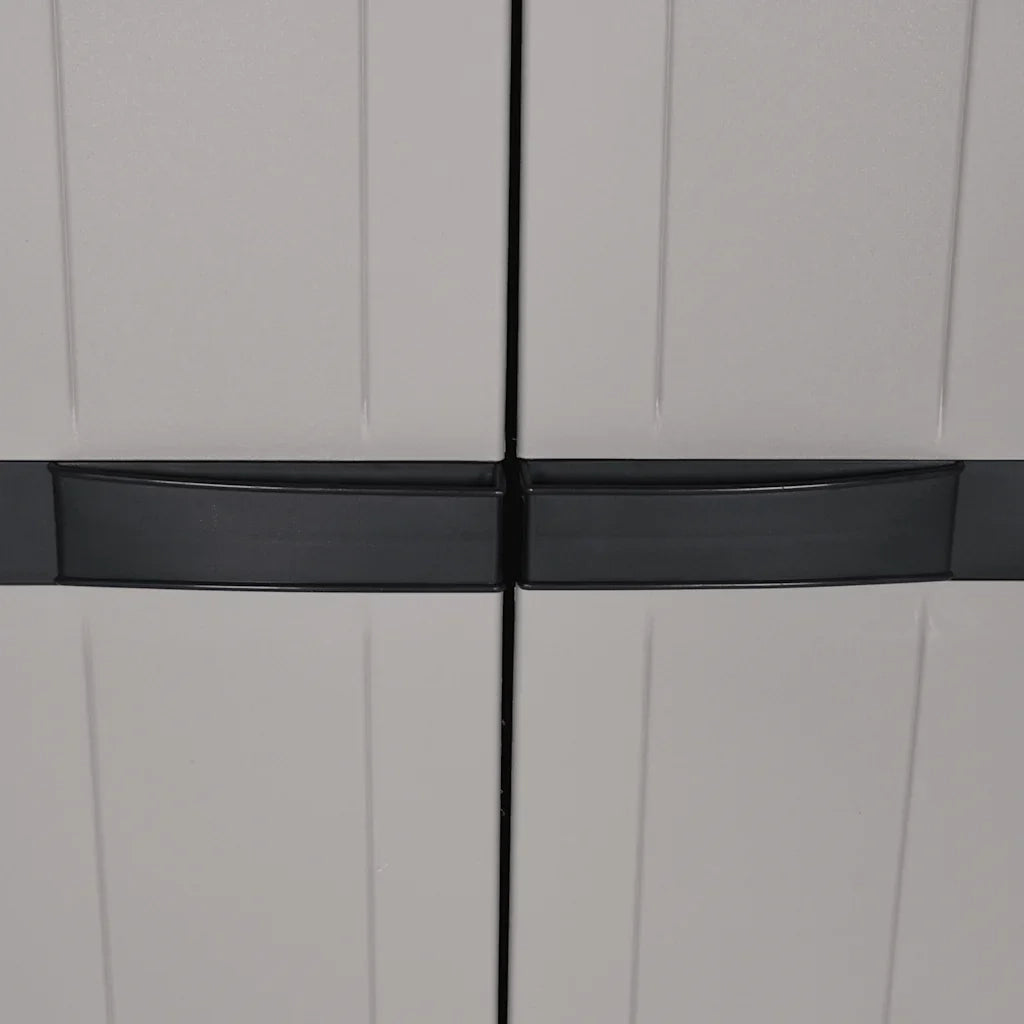 Armadietto da esterno compatto e chiudibile a chiave per attrezzi da giardino 65 x 37 x 165 cm in PP grigio 02_0047411