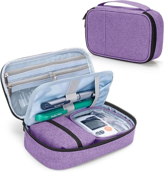 Organizzatore di Cura per Diabete - Tas per Glometro e Insulina - Organizzatore Compattibile per la Cura della Diabete - Blu