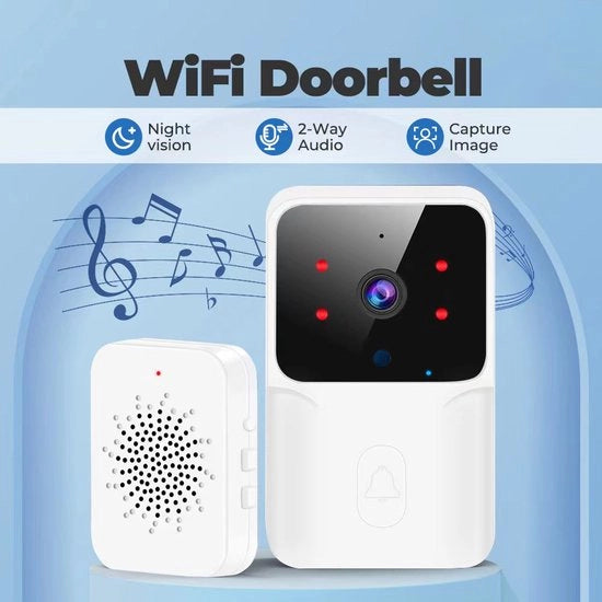 Deurbell HD WIFI Slimme Deurbel Draadloso, Bianco