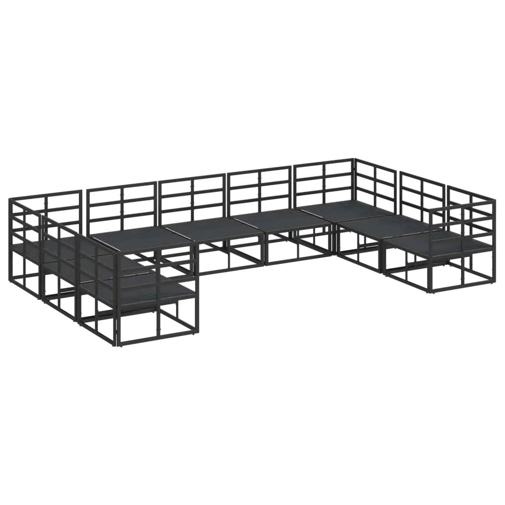 Set Divano da Giardino con cuscino 9 pcs Nero Alluminio 3378904