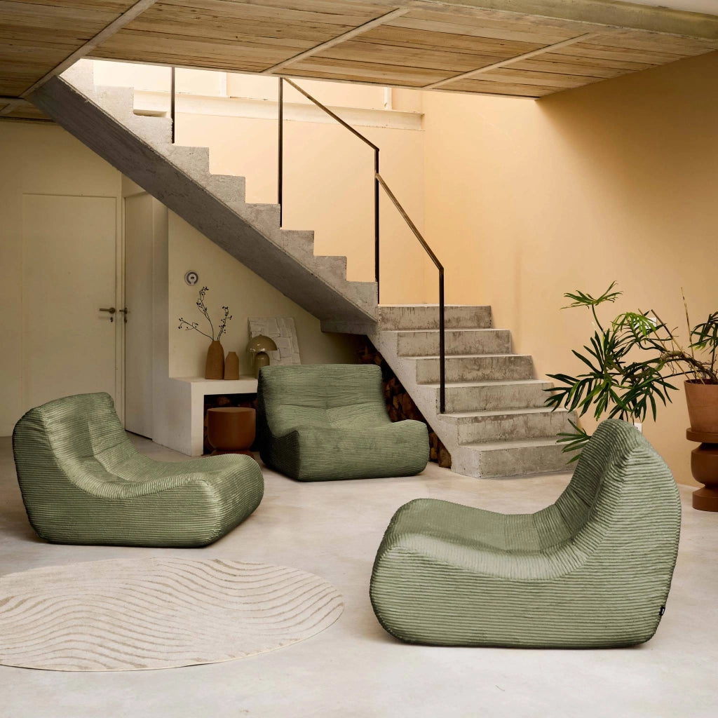 Divano modulare velluto, 3 posti, verde kaki