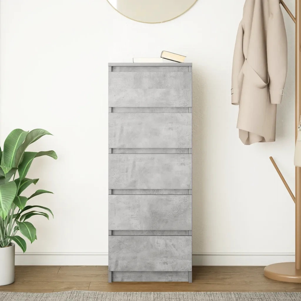 Credenza con Cassetti-Buffet-Armadio da cucina Grigio Cemento 37,5x35x99cm in Truciolato