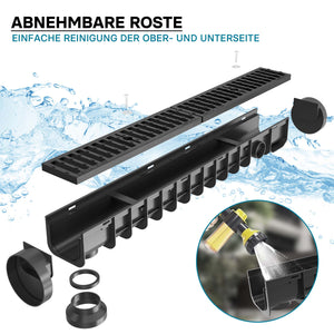 Canale di scolo 1m con griglia per scarico acqua 25t Canaletta di drenaggio