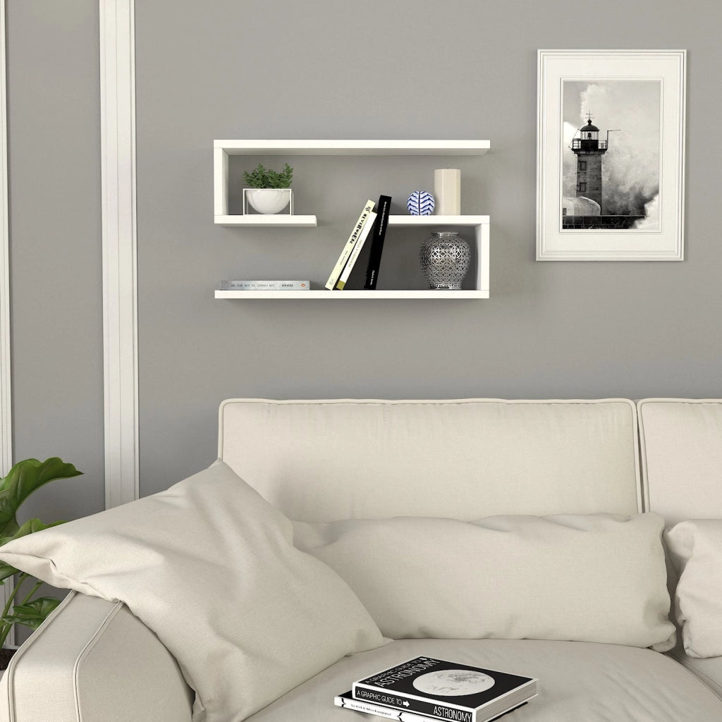 Scaffale da parete in legno "Jenika" - 60 x 14 x 18 cm - Bianco